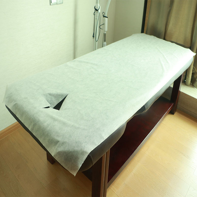 Folha de cama não tecida da tabela da massagem de Dispoable Spunbond com cor azul do rosa facial do furo